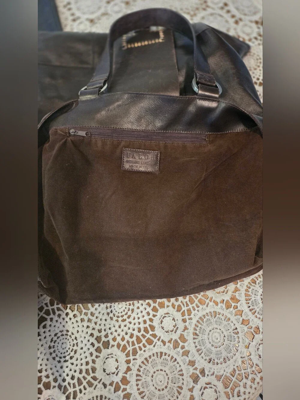 Falor Brown Leather Shoulder Bag, Made In Italy